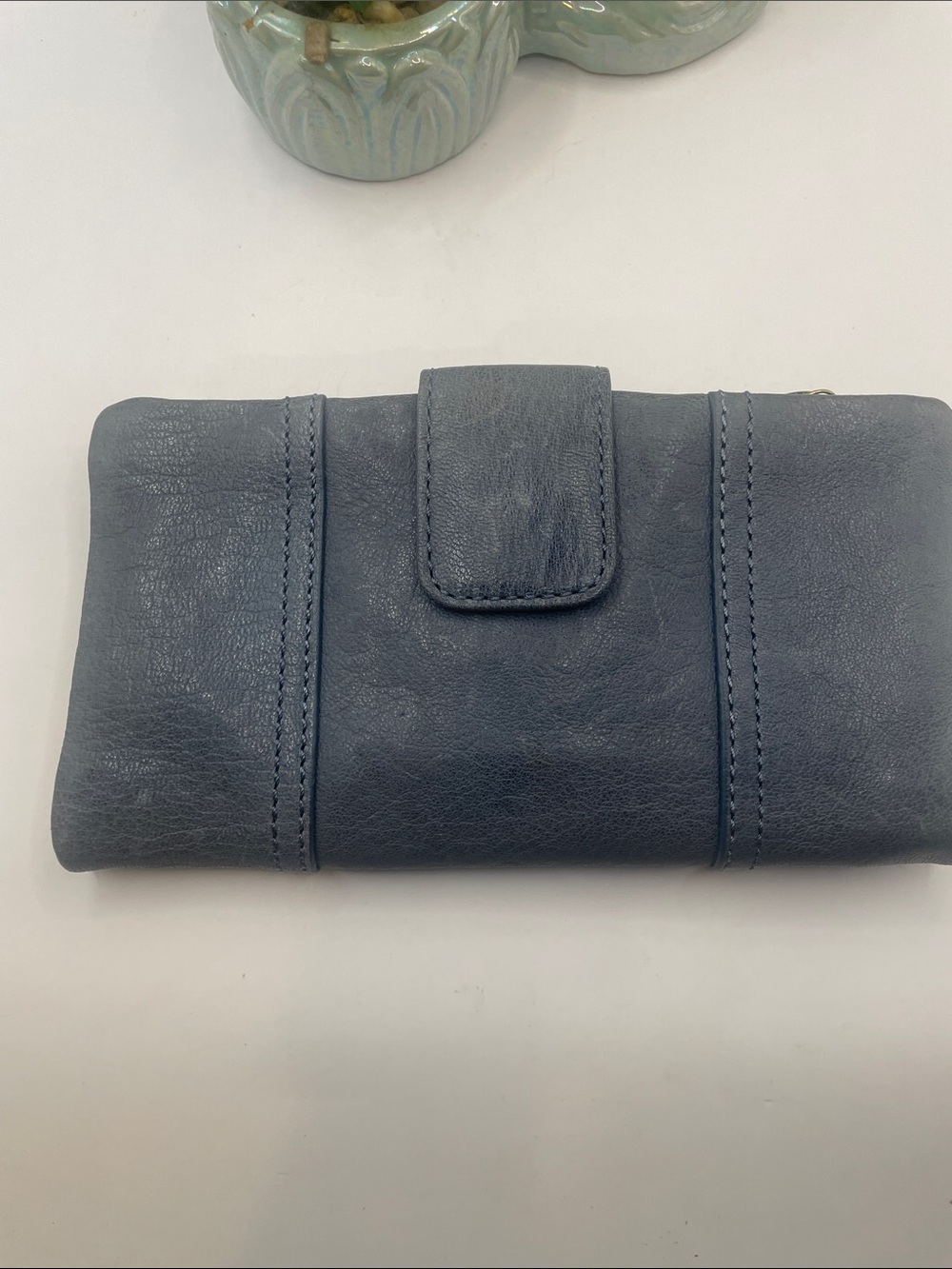 Vintage Classic Fossil Women's Leather Wallet - Slate Blue - Gently used. 000950
